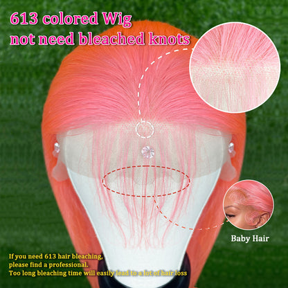 13x4 Light Pink Human Hair Wig