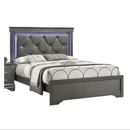Dark Gray Faux Leather Tufted Headboard