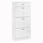 Shoe Cabinet With 3 Flip Drawers, High Gloss Shoe Storage Cabinet With Top Drawer And Adjustable Shelves, Shoe Cupboard For 18 Pairs, White