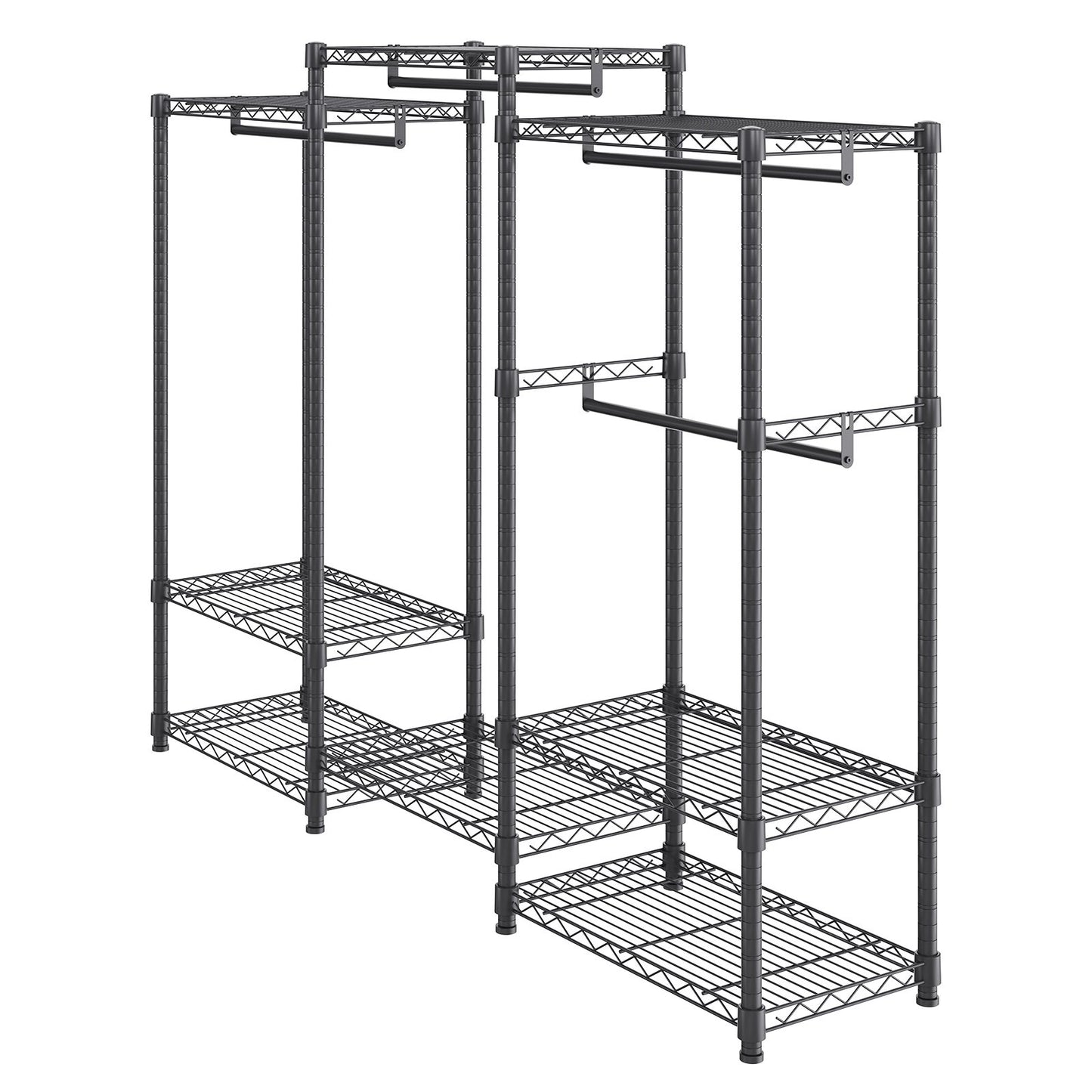 Heavy Duty Clothes Rack, Rolling Clothing Garment Rack With 4 Hang Rods & 8 Storage Tiers, Adjustable Custom Closet Rack, Freestanding Wardrobe For Hanging Clothes, 800 Lbs Load Capacity