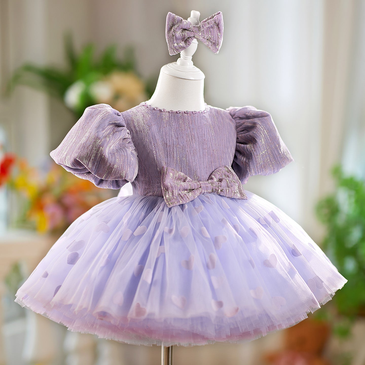 Girl's Dress Birthday Bow Puff Sleeve Puffy Gauze Princess Dress