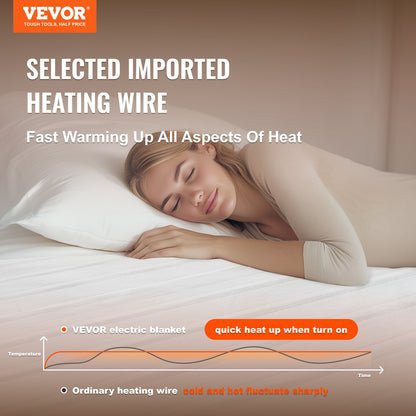 Heated Mattress Pad, 60 X 80 In, Queen Electric Bed Warmer With 1-5 Heat Settings Control, 10-Hour Auto Shut Off, Machine-Wash Breathable Coral Fleece Heating Electric Mattress Sheets, White
