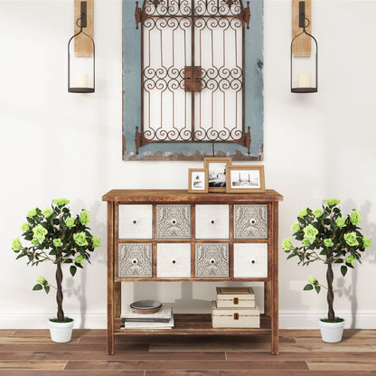 Set Of Two Faux Rose Trees - Green