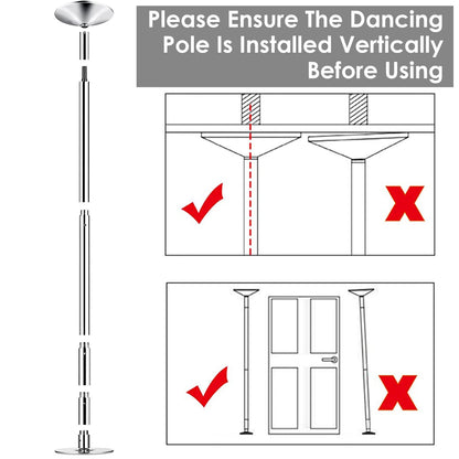 1Pc Stripper Dance Pole 45mm Spinning Static Dancing Pole With 88-108.1in Adjustable Height 551LBS Weight Capacity For Fitness Exercise Party Home Club Gym