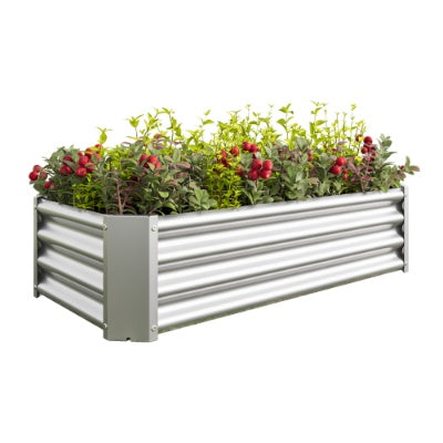 Metal Raised Garden Bed, Rectangle Raised Planter 4x2x1ft For Flowers Plants, Vegetables Herb Silver