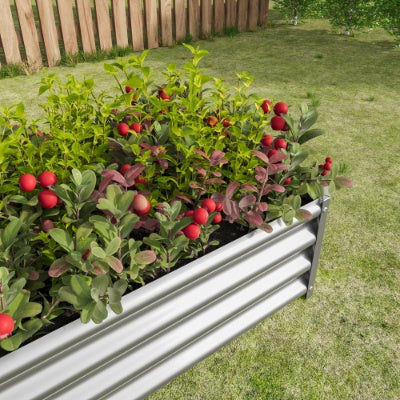 Metal Raised Garden Bed, Rectangle Raised Planter 4x2x1ft For Flowers Plants, Vegetables Herb Silver