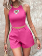 Casual Heart-shaped Rhinestone-Embellished Valentine's Day Women's Outfit