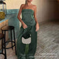 Urban Leisure Solid Color Fashion Graceful Tube Top Satin Suit