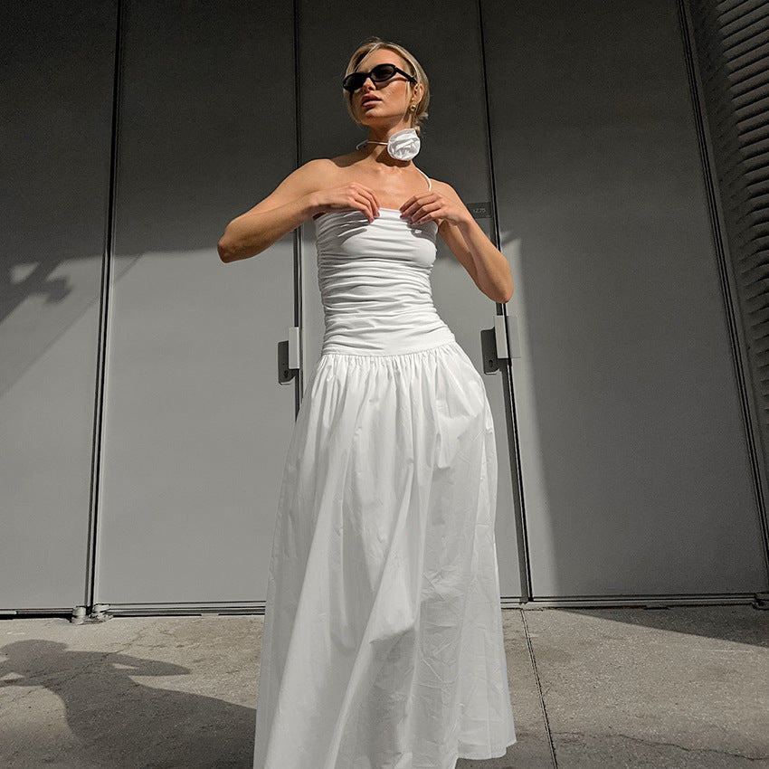 Autumn White European Flower Dress