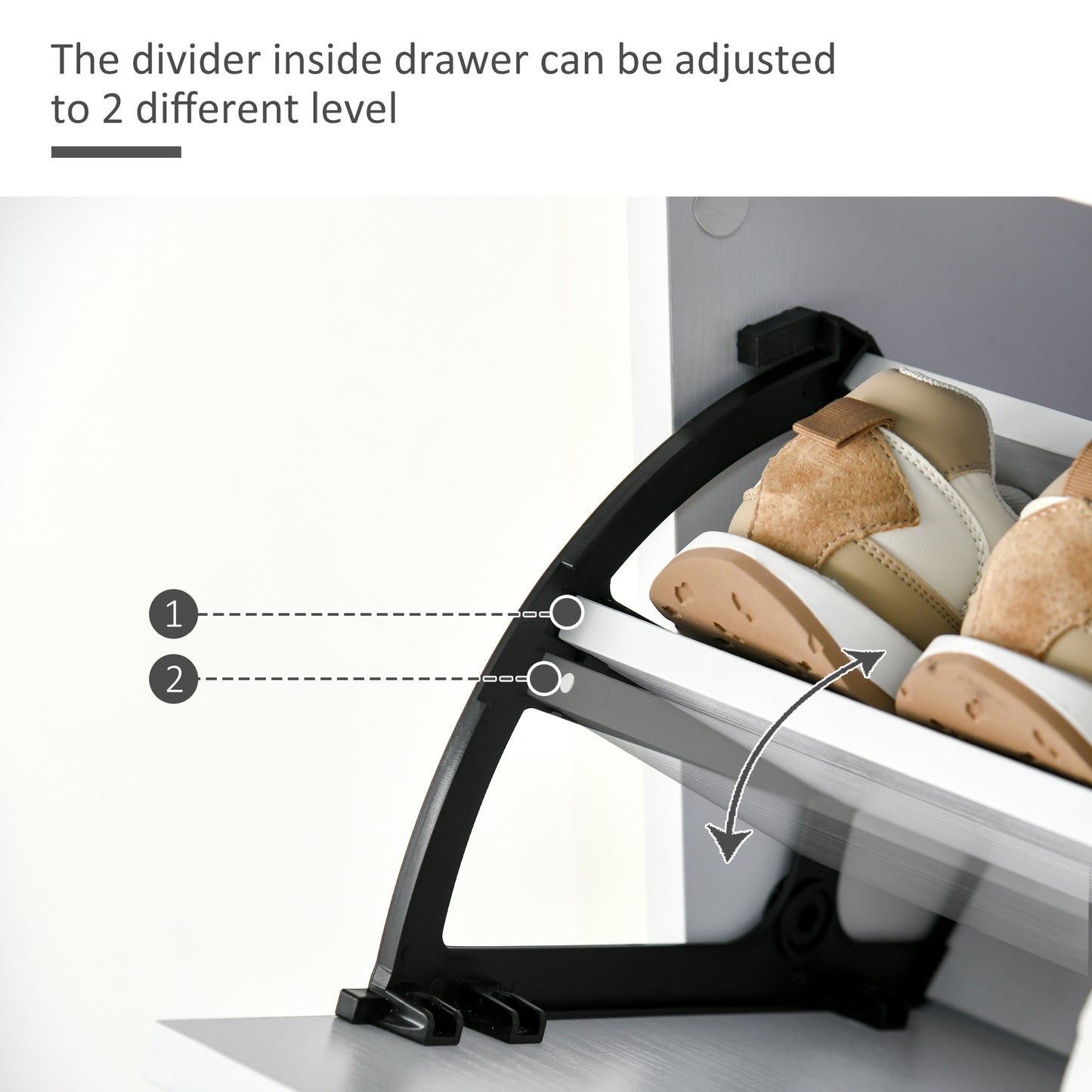 Shoe Cabinet With 3 Flip Drawers, High Gloss Shoe Storage Cabinet With Top Drawer And Adjustable Shelves, Shoe Cupboard For 18 Pairs, White