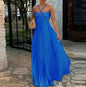 Ins Pleated Sleeveless Sling Dress Hollow High Waist Halter Robe Dresses For Evening Party Club Clothing Women