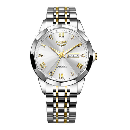 Mens Dual-calendar Waterproof Luminous Quartz Watch