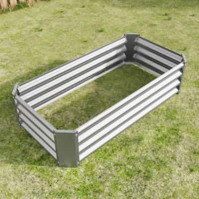 Metal Raised Garden Bed, Rectangle Raised Planter 4x2x1ft For Flowers Plants, Vegetables Herb Silver