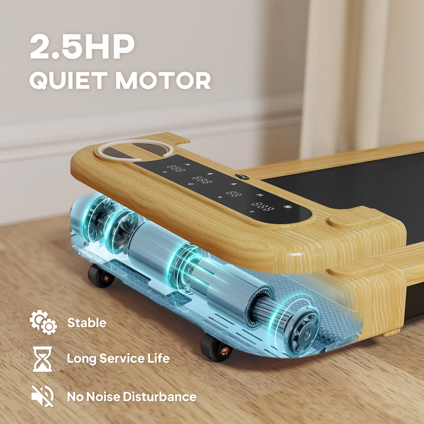 Walking Pad, Under Desk Treadmill with 17" x 43" Wide Belt, Remote Control, Bluetooth Speaker, Wheels and LED Display