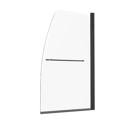 Frameless Bathtub Shower Door, 34 In. W X 55 In. H, Half Shower Door For Bathtub, 180° Rotatable Tempered Glass Door, Half Shower Door With 1/4 In Tempered Glass Bathroom Shower Screen, Black