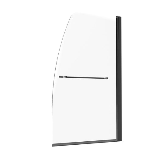 Frameless Bathtub Shower Door, 34 In. W X 55 In. H, Half Shower Door For Bathtub, 180° Rotatable Tempered Glass Door, Half Shower Door With 1/4 In Tempered Glass Bathroom Shower Screen, Black