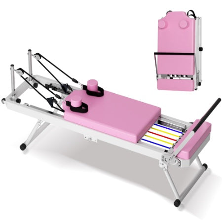 Pilates Reformer Machine For Home Gym Workout, Foldable Pilates Equipment With High Strength Alloy Springs For Beginners, Up To 330lbs