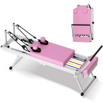 Pilates Reformer Machine For Home Gym Workout, Foldable Pilates Equipment With High Strength Alloy Springs For Beginners, Up To 330lbs