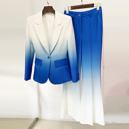 Temperament Gradient Color Slim Flared Pants Suit