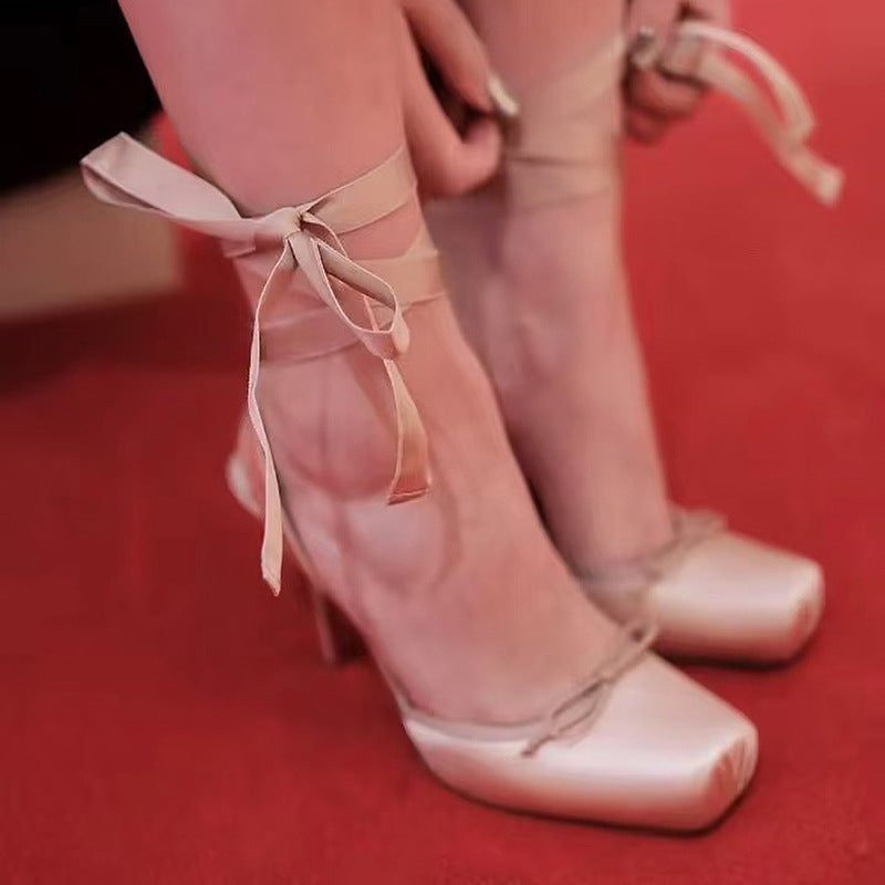 Square Toe High Heels Women Thin Heel