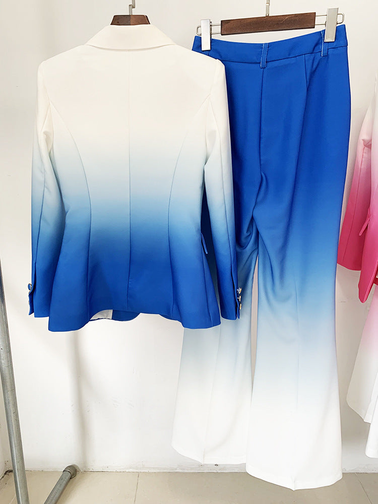 Temperament Gradient Color Slim Flared Pants Suit