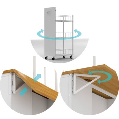 Kitchen Island With Storage Space, Breakfast Bar With Folding Flip-Up Panel, Large Storage Cabinet Shelves And Drawers, Large Coffee Bar Table With Hooks, White