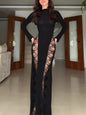 Black Long Sleeve Lace Patchwork Dress