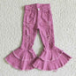 Fashion Denim Pants Kids Girls Double Ruffle Flare Bottom