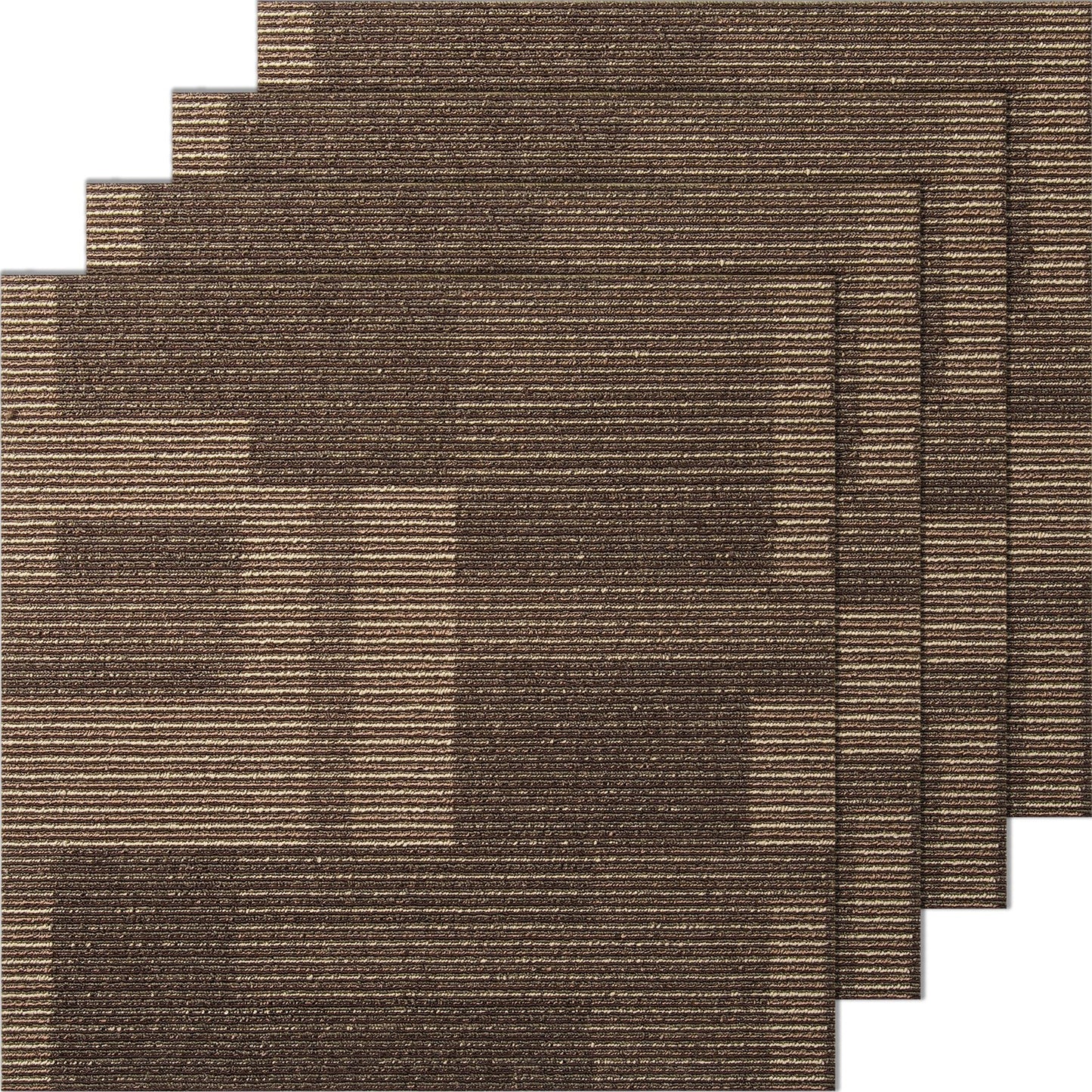 Teppichfliesen, 610 X 610 Mm, Teppichboden Mit Angebrachter Polsterung, Weich Gepolsterte Teppichfliesen, Einfache DIY-Installation Für Schlafzimmer Und Wohnzimmer (24 Stk., Gemischtes Braun)