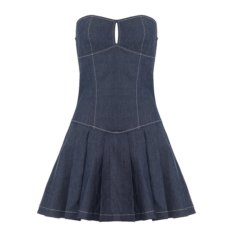 Retro Style Hollow-out Pleated Dress