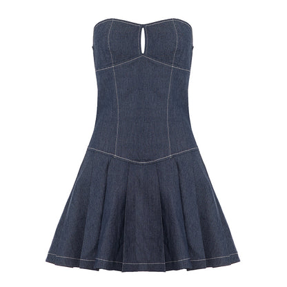 Retro Style Hollow-out Pleated Dress