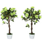 Set Of Two Faux Rose Trees - Green