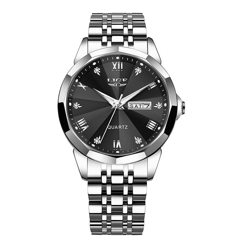 Mens Dual-calendar Waterproof Luminous Quartz Watch