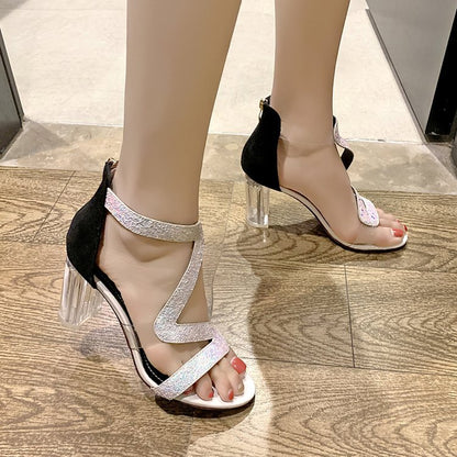 Rhinestone Sandals And Slippers With Thick And Diamond-studded Sandals And High Heels
